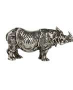 Silver. Realistic silver figurine Rhinoceros. Italy, 20th century. Silver. Realistic silver figurine Rhinoceros. Italy, 20th century.