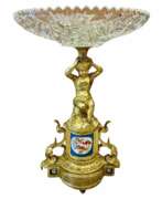 Обзор. 19th Century Cut Crystal Bowl on a Gilt Bronze Pedestal with Putti Motifs