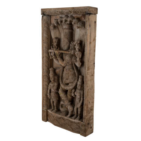 Relief-Schnitzereibild Krishnas. INDIEN, 1. Hälfte 20. Jahrhundert. - Foto 2