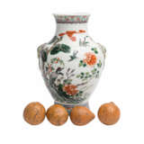 Konvolut 5 tlg.: 1 Vase und 5 kleine Kalebassen. CHINA. - Foto 1