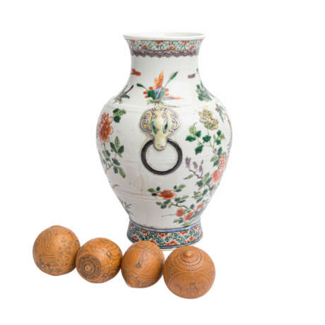 Konvolut 5 tlg.: 1 Vase und 5 kleine Kalebassen. CHINA. - Foto 2