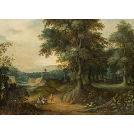 VAN DER LANEN, JASPER (1592-1626) Werkstattnachfolge des "Waldlandschaft mit Figurenstaffage" - Foto 1