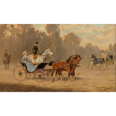RITTER VON BENSA, ALEXANDER II (1820-1902) "Ausfahrt im Bois de Boulogne" - Foto 1