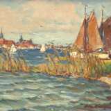 Lang-Wollin, Otto (1881 Kassel-1958 San Remo) "Blick auf Wollin", Öl/ Karton, sign. u.r., kl. Farbverluste und Fleckchen, 36x50,5 cm, Rahmen - фото 1