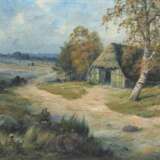 Fokken, Jan (1881 Bremen-1960 ebenda) "Reetdachkate im Worpsweder Moor", Öl/ Lw., sign. u.r., 50x70 cm, Rahmen - фото 1