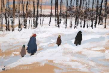 Wittler, Heinz (Heinrich Arrigo Franz Wittler 1918-2004) "Heimweg durch verschneite Landschaft", Öl/ Hartfaser, monogr. u.l., 32x46,5 cm, Rahmen