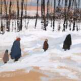 Wittler, Heinz (Heinrich Arrigo Franz Wittler 1918-2004) "Heimweg durch verschneite Landschaft", Öl/ Hartfaser, monogr. u.l., 32x46,5 cm, Rahmen - photo 1