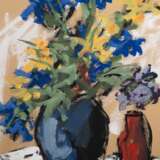 Wittler, Heinz (Heinrich Arrigo Franz Wittler 1918-2004) "Blumenstilleben mit Blauer Vase", Öl/ Hartfaser, monogr. u.l., 66x46 cm, Rahmen - photo 1
