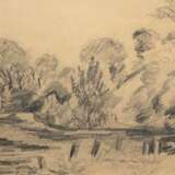 Büchsel, Elisabeth (1867-1957 Stralsund) "Boddenlandschaft", Zeichnung, monogr. u.r., 20,5x28,5 cm, im Passepartout hinter Glas und Rahmen (Nach künstlerischer Ausbildung unter anderem in Berlin und Paris lebte… - photo 1