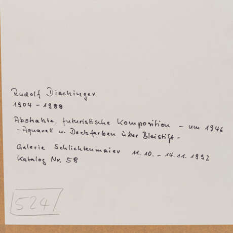DISCHINGER, RUDOLF (1904-1988) "Abstrakte, futuristische, Komposition" - Foto 4