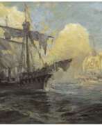 Aperçu. Marinemaler des 19./20. Jh. "Nach der Seeschlacht- Segelschiffe auf hoher See", Öl/Lw., unleserlich sign. u.l., 63x90 cm, Rahmen