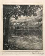 Graphiques de livres et de magazines. Philipp, Hans "Zell am See", Orig. Linolschnitt, signiert u.r., 20x17,5 cm, im Passepartout hinter Glas und Rahmen