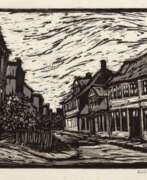 Graphiques de livres et de magazines. Kohrt, Eckhard (1922 Stettin-2013 Schwerin) "Kleinstadtstraße", Linolschnitt, in der Platte monogr. u.l., sign. u.r., 19x24,5 cm, hinter Glas und Rahmen