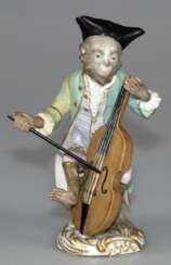 Meissen-Figur "Cellist", 1850-1924, polychrom bemalt, Instrument best., 1. Wahl, H. 12 cm