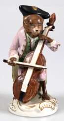 Figur "Cellist aus der Affenkapelle", Scheibe-Alsbach, Nr. 4012/8, 2. Hälfte 20. Jh. polychrom bemalt, H. 12 cm