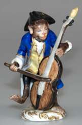 Figur "Cellist aus der Affenkapelle", Volkstedt, Nr. V20225, 2. Hälfte 20. Jh. polychrom bemalt, H. 9,3 cm