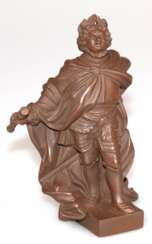 Meissen-Figur "August der Starke", Entwurf J.J. Kretschmar um 1713, Marke "AR" mit Zusatz 2000 und "Böttger Steinzeug", limitiert 11/50, Mod.-Nr. 85050, H. 11 cm
