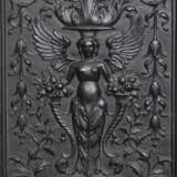 Kamin-/ Ofenplatte, Gußeisen, mit reliefierter, figürlicher und floraler Szene, 33x21,5 cm - photo 1