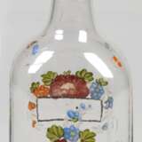 Biedermeier-Flasche, mit floraler Emaillemalerei, Abriß, 1. Hälfte 19. Jh., H. 24 cm - Foto 1