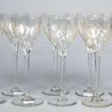 10 Kristall-Weingläser, farblos, facettierter Kuppaansatz, Kuppa reich geschliffen, H. 21 cm - photo 1