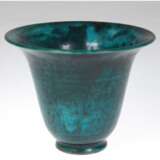 Art-Deko-Kelchvase, Paul Dresler, Grootenburg, grün/schwarz glasiert, H. 12,5 cm - Foto 1