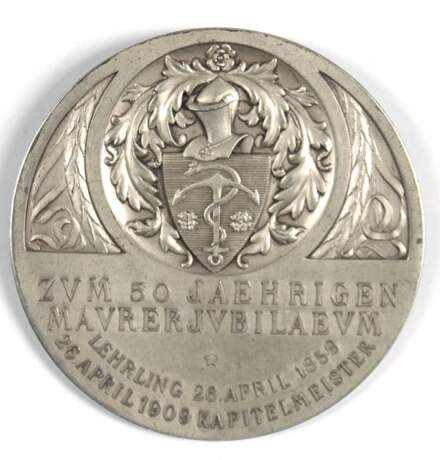 Silber-Medaille, 1859, von Georg Brull, geheimer Justizrat in Rostock "Zum 50 Jaehrigen Maurerjubilaeum", vorzgl. - Foto 2
