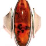 Bernstein-Ring, 800er Silber, Handarbeit, spitzovaler Cabochon, Ges.-Gew. 4,1 g, RG 56 - photo 1