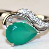 Ring, 925er Silber, smaragdfarbener Achat und Zirkonia, RG 55, Innendurchmesser 17,5 mm - photo 1