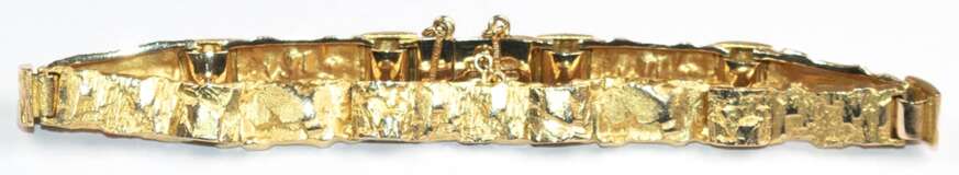 Lapponia-Armband, 585er GG, mit strukturierten Gliedern, punziert, Steckschloß mit Sicherheitsacht und Sicherkeitskettchen, Gew. 22,56 g, L. ca. 20 cm - Foto 1