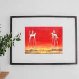 Кот и кошка Paper Gouache Surrealism Landscape painting Russia 2021 - photo 2