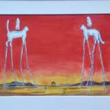 Кот и кошка Paper Gouache Surrealism Landscape painting Russia 2021 - photo 4