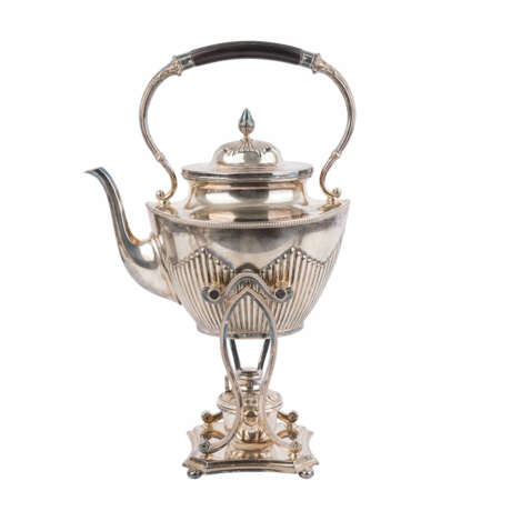 Teekanne mit Rechaud, 1. H. 20. Jahrhundert, Alpacca, - Foto 1