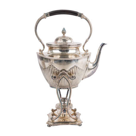 Teekanne mit Rechaud, 1. H. 20. Jahrhundert, Alpacca, - photo 3