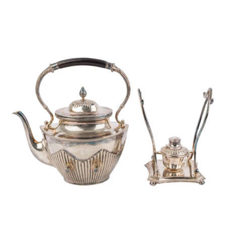 Teekanne mit Rechaud, 1. H. 20. Jahrhundert, Alpacca, - фото 5
