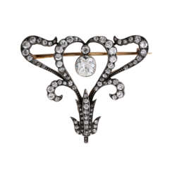 Brooch/necklace middle part of the early art Nouveau style with diamonds together approx 2.6 ct,