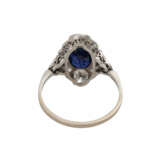 Art Déco Ring mit ovalem Saphir und Altschliffdiamanten, - photo 4