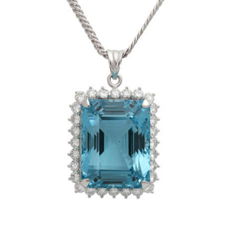 Rechteckiger Aquamarinanhänger ca. 55 ct mit Brillanten - Foto 1