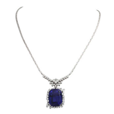Collier mit violett-blauem Tansanit ca. 30 ct u. Diamanten - photo 1