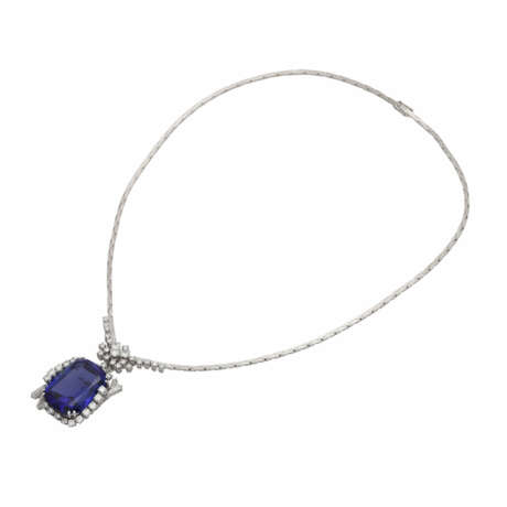 Collier mit violett-blauem Tansanit ca. 30 ct u. Diamanten - photo 3