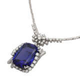Collier mit violett-blauem Tansanit ca. 30 ct u. Diamanten - photo 4