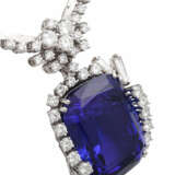 Collier mit violett-blauem Tansanit ca. 30 ct u. Diamanten - photo 5