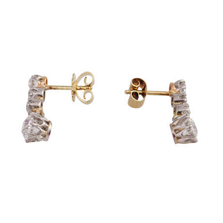 Paar Ohrhänger mit Altschliffdiamanten zusammen ca. 2 ct, - photo 4