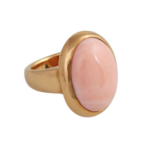 Ring mit ovaler Engelshautkoralle, Cabochon ca. 21,5x16 mm, - Foto 2