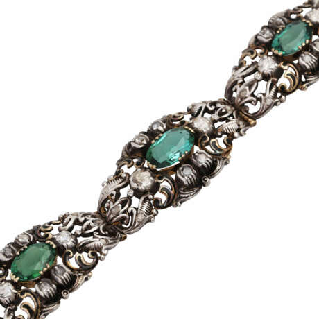 Armband mit grünen Turmalinen und Diamantrosen - Foto 4