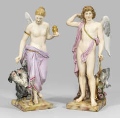 Paar seltene mythologische Figuren "Psyche und Cerberus" und