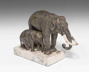 Tierfigurengruppe: Elefanten, Carl Kauba
