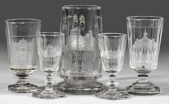 Sammlung von fünf Gläsern mit schlesischen Ansichten - photo 1