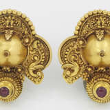 Paar antike indische Hochzeits-Ohrringe mit Turmalinen - photo 1