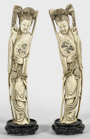 Paar chinesische Elfenbein-Figuren - Foto 1