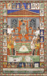 Großes indisches Rollbild mit der Darstellung Krishnas